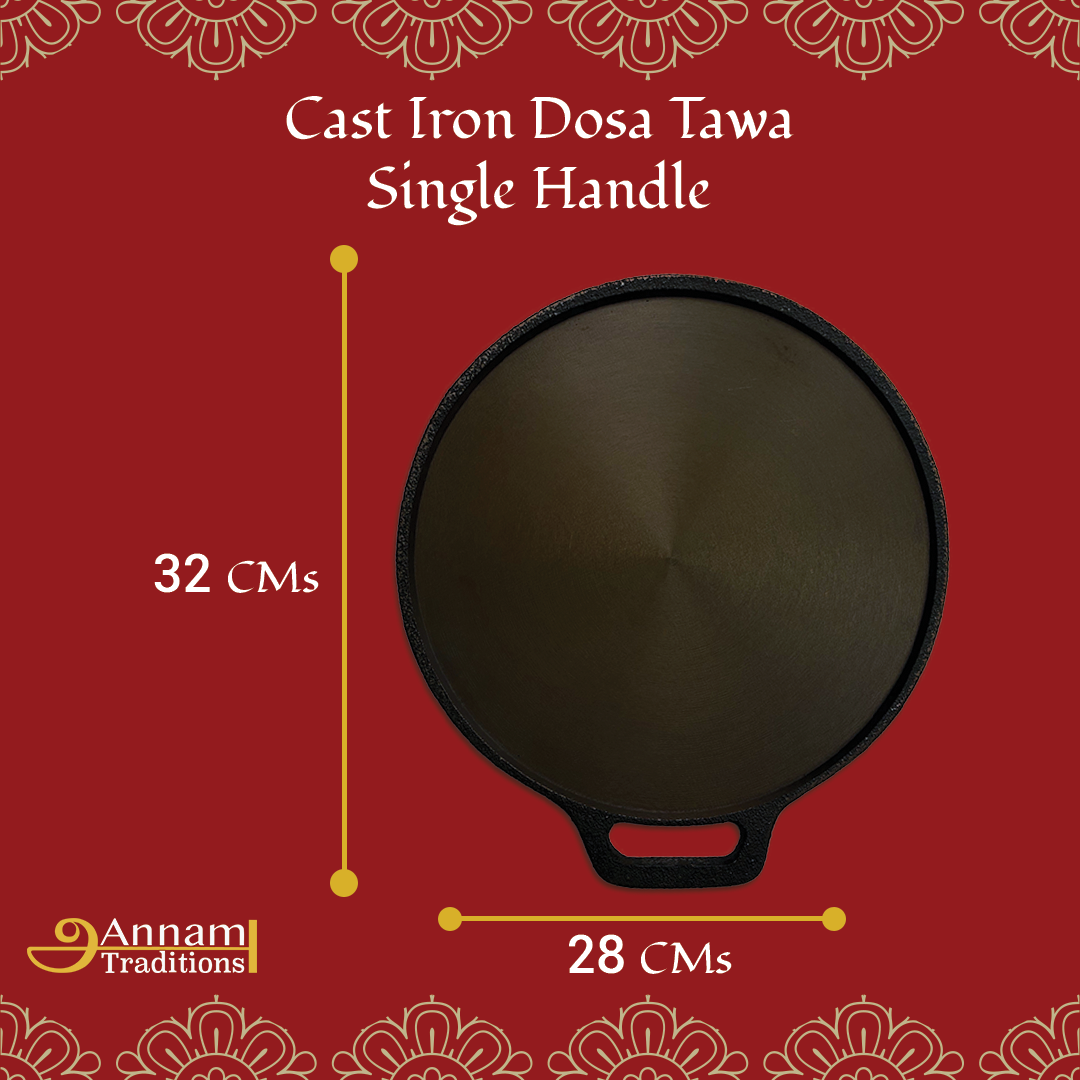 Cast Iron Dosa Tawa - Single Handle