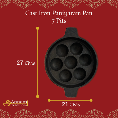 Cast Iron Paniyaram Pan - 7 Pits