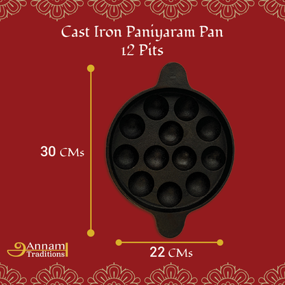 Cast Iron Paniyaram Pan - 12 Pits