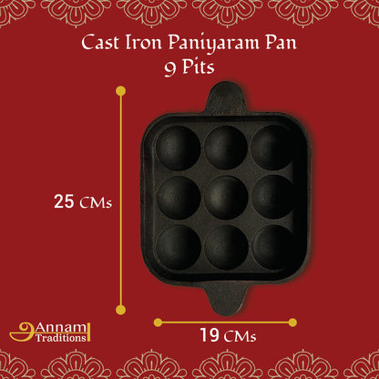 Cast Iron Paniyaram Pan - 9 Pits