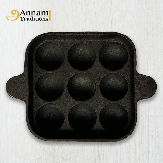 Cast Iron Paniyaram Pan - 9 Pits