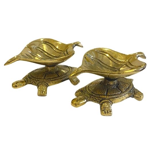 Brass Tortoise Diya (Set of 2)