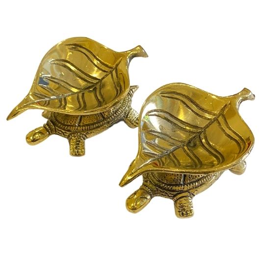 Brass Tortoise Diya (Set of 2)