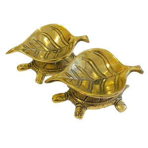 Brass Tortoise Diya (Set of 2)
