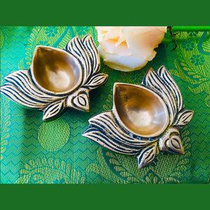 Brass Lotus Lamp (Set of 2)