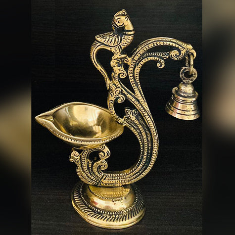 Brass Peacock Bell Diya/Lamp